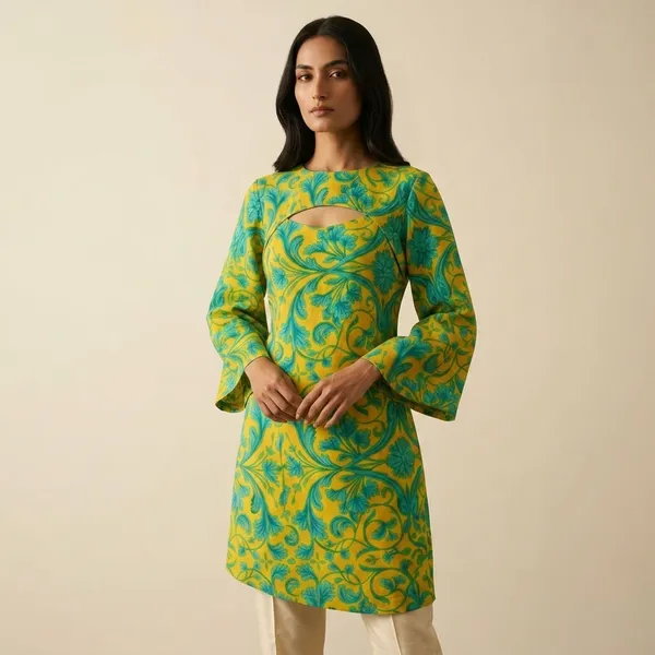 Yellow_Turquoise_Floral_Print_Straight_Kurta_for_Women