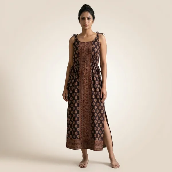 Black_Brown_Cotton_Sleeveless_Printed_Maxi_Dress_for_Women
