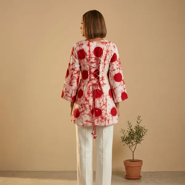 Red_Tie-Dye_Polka_Dot_Flared_Sleeve_Tunic_Top_for_Women