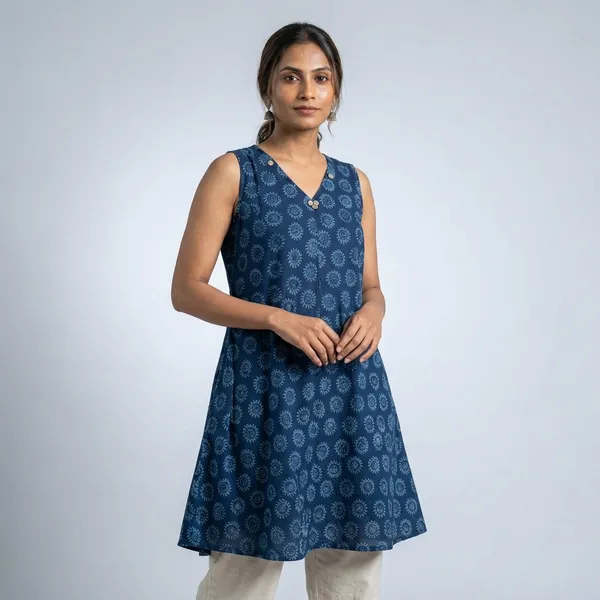 Blue_Cotton_Block_Print_Sleeveless_A-Line_Tunic_for_Women