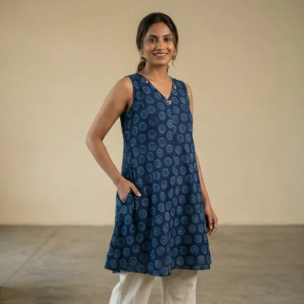 Blue_Cotton_Block_Print_Sleeveless_A-Line_Tunic_for_Women