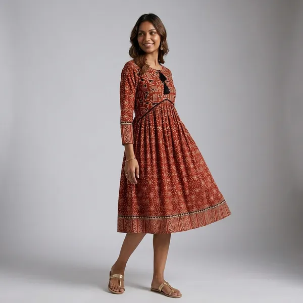 Red_Printed_Cotton_Anarkali_Kurta_Dress_for_Women
