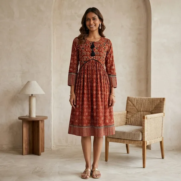 Red_Printed_Cotton_Anarkali_Kurta_Dress_for_Women