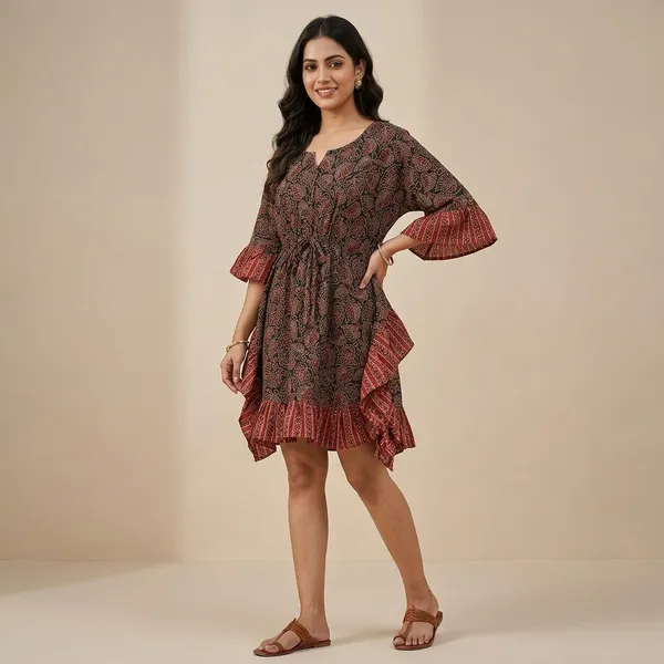 Brown_Printed_Fit_and_Flare_Dress_with_Bell_Sleeves_for_Women
