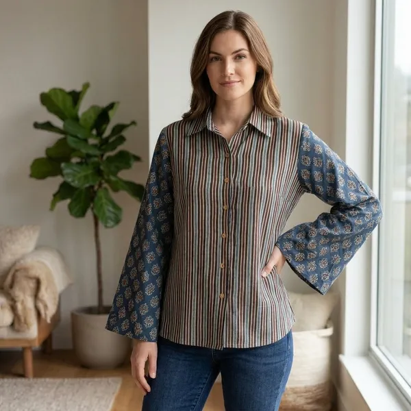Multicolor_Striped_Cotton_Shirt_with_Printed_Sleeves_for_Women