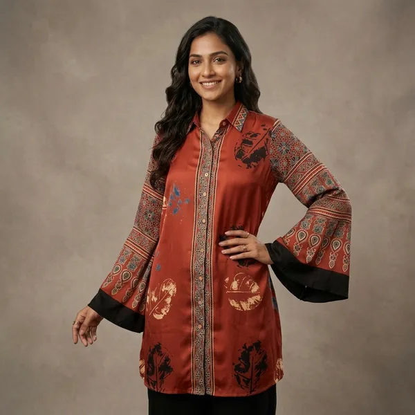 Rust_Orange_Printed_Ethnic_Tunic_with_Bell_Sleeves_for_Women