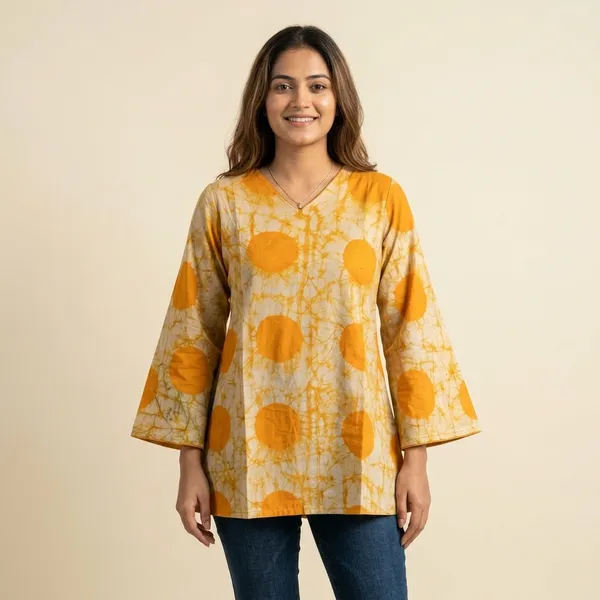 Yellow_Tie_Dye_Cotton_V-Neck_Tunic_Top_for_Women