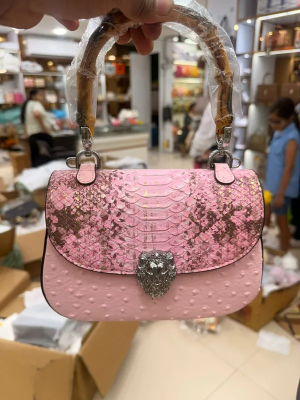 Pink_Python_Embossed_Owl_Clasp_Satchel_Bag