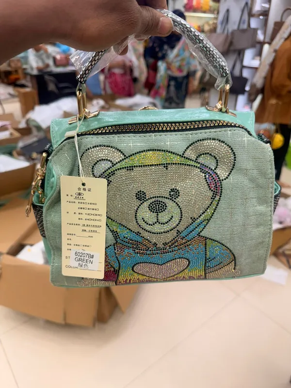 Mint_Green_Teddy_Crystal_Mini_Handbag_With_Chain