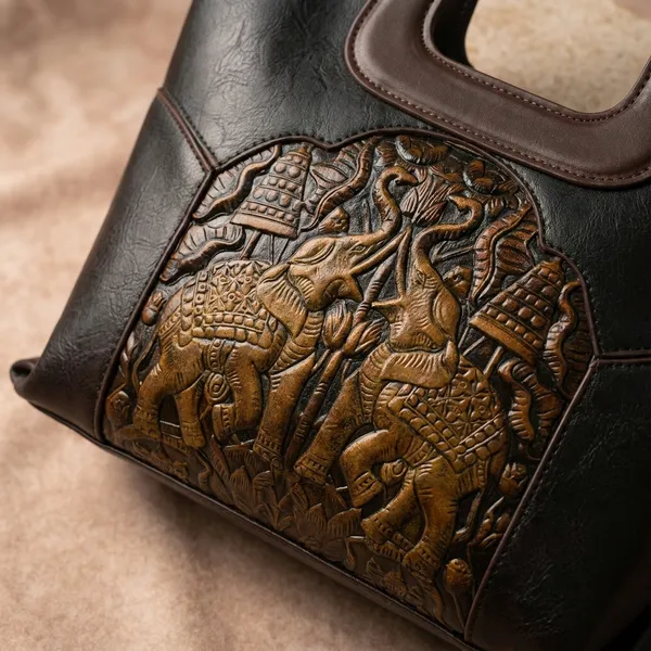 Peacock_Embossed_Wooden_Handle_Handbag