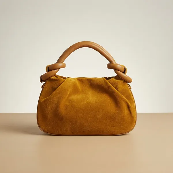 Mustard_Suede_Knotted_Handle_Handbag