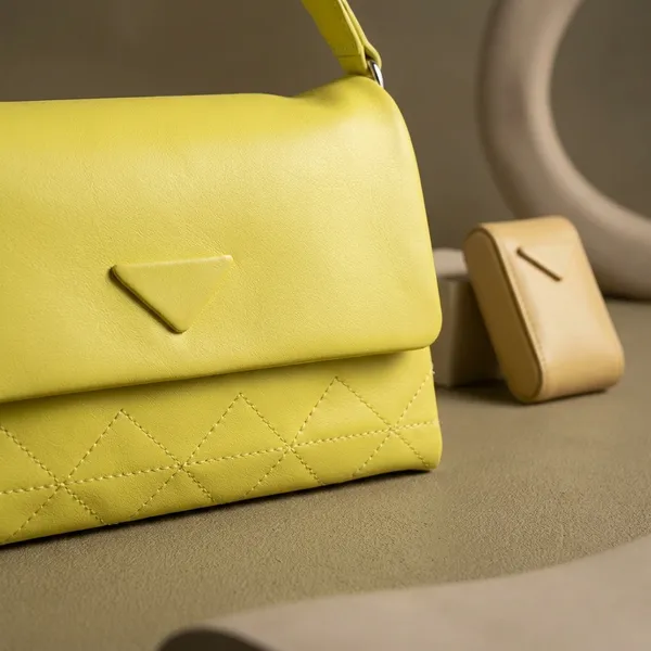 Yellow_Quilted_Shoulder_Bag_With_Green_Straps