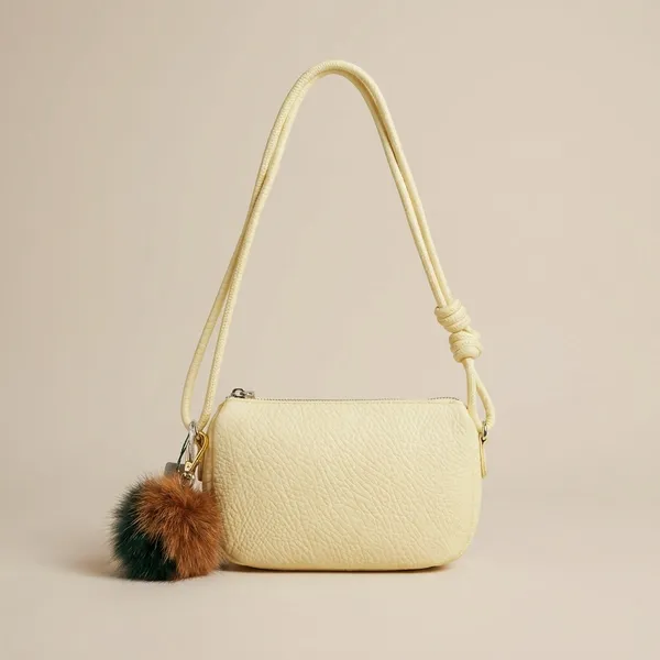 Beige_Handbag_With_Pom-Pom_Keychain
