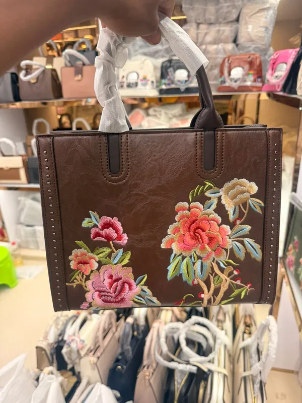 Floral_Embroidered_Brown_Top_Handle_Handbag