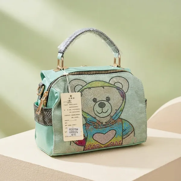 Mint_Green_Teddy_Crystal_Mini_Handbag_With_Chain