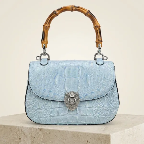 Blue_Croc_Pattern_Lion_Clasp_Handbag