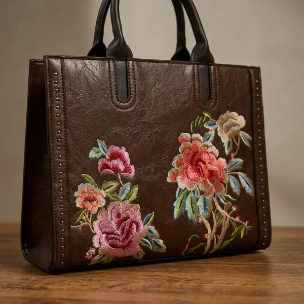Floral_Embroidered_Brown_Top_Handle_Handbag
