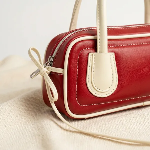 Red_Barrel_Handbag_With_Cream_Handles