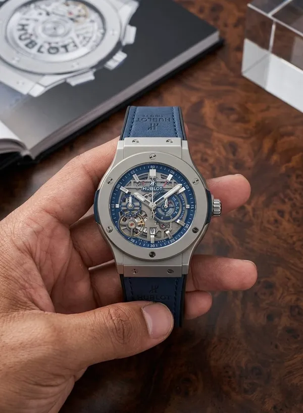 Premium_Hublot_Classic_Fusion_Blue_Skeleton_Dial_Men'S_Luxury_Watch_With_Blue_Leather_Strap