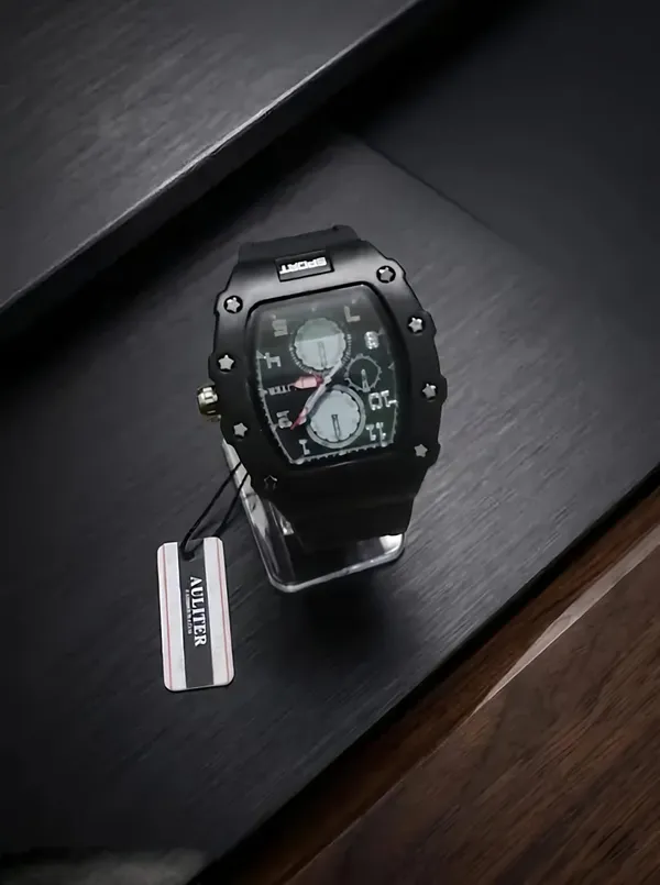 Megir_Men'S_Sporty_Black_Digital-Analog_Wristwatch_With_Silicone_Strap