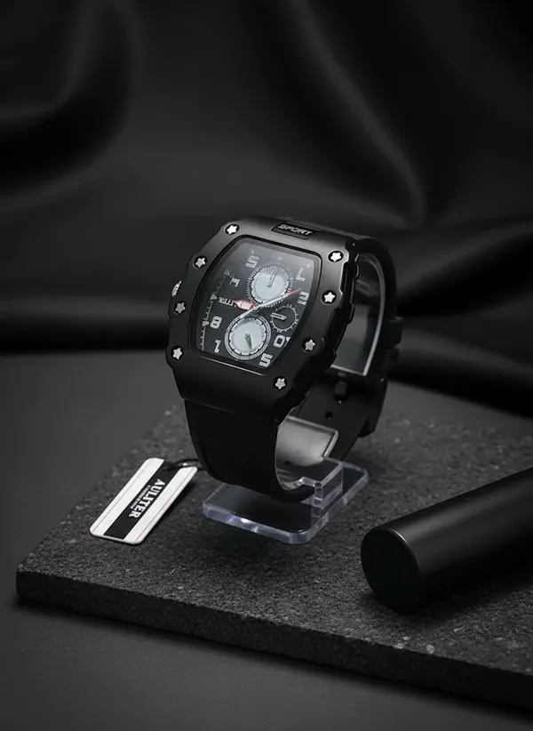 Megir_Men'S_Sporty_Black_Digital-Analog_Wristwatch_With_Silicone_Strap