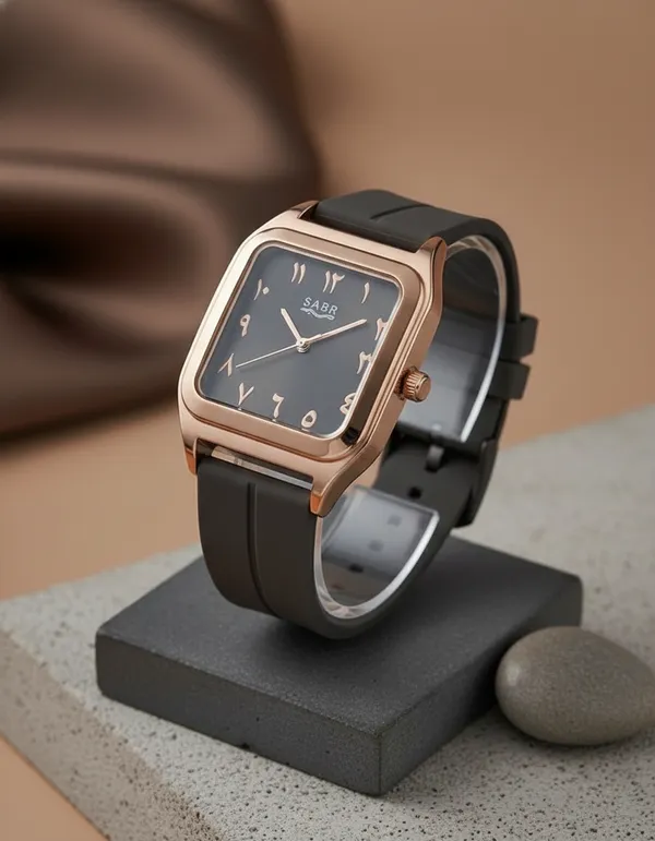 Sabr_Analog_Square_Rose_Gold_Watch_With_Black_Dial_And_Rubber_Strap