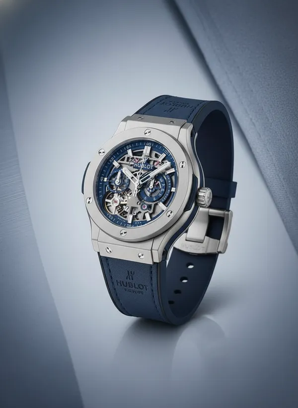 Premium_Hublot_Classic_Fusion_Blue_Skeleton_Dial_Men'S_Luxury_Watch_With_Blue_Leather_Strap