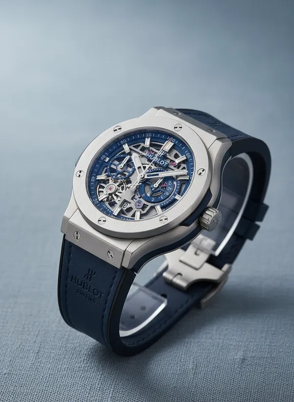 Premium_Hublot_Classic_Fusion_Blue_Skeleton_Dial_Men'S_Luxury_Watch_With_Blue_Leather_Strap