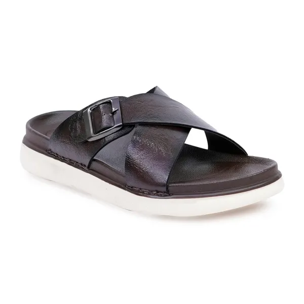 Mens_Black_Leather_Cross_Strap_Buckle_Sandals_With_White_Sole