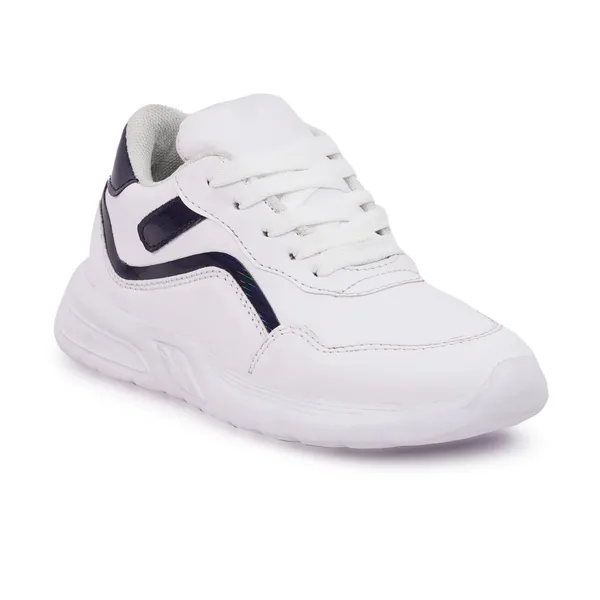 White_Casual_Sports_Shoes_With_Black_Accents_For_Kids