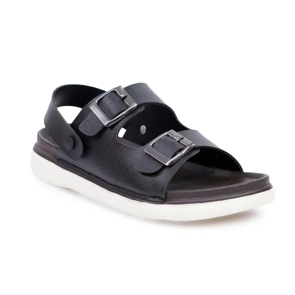Mens_Black_Dual_Strap_Casual_Sandals_With_White_Sole
