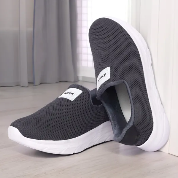 Axrow_Unisex_Black_Mesh_Slip_On_Walking_Shoes