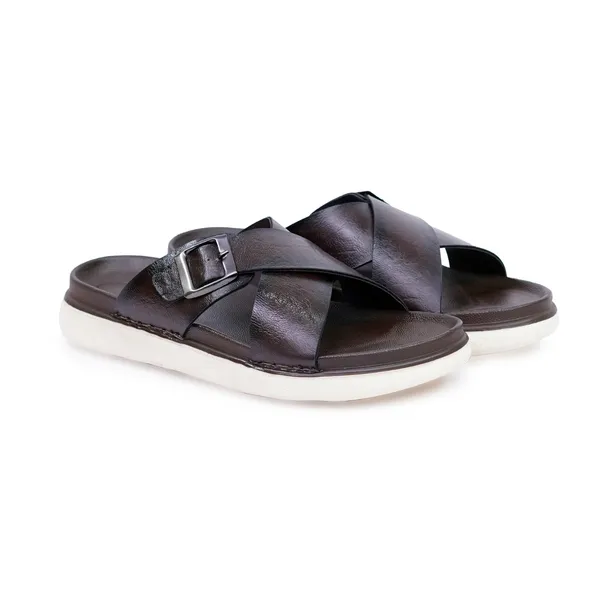 Mens_Black_Leather_Cross_Strap_Buckle_Sandals_With_White_Sole