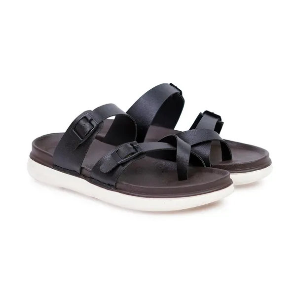 Mens_Black_Leather_Sandals_With_Double_Buckle_Straps_And_White_Sole