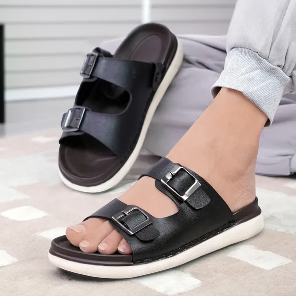 Mens_Dual_Buckle_Slide_Sandals_With_Platform_Sole_Black
