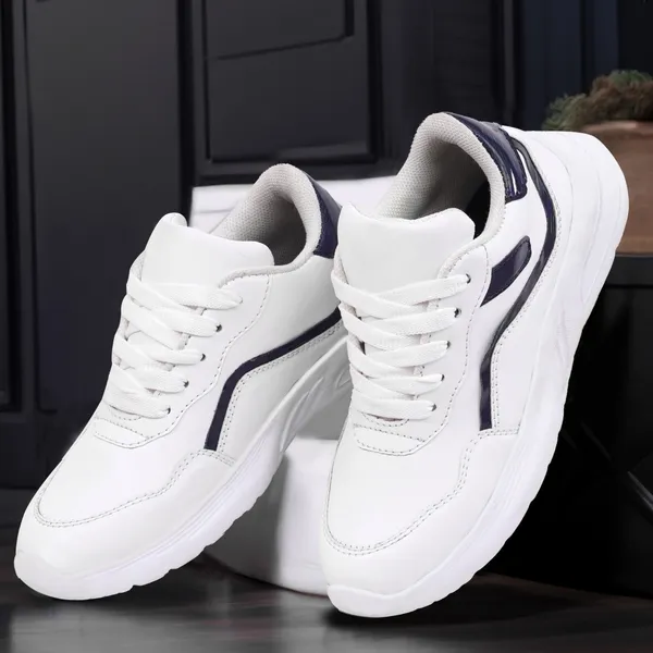 White_Casual_Sports_Shoes_With_Black_Accents_For_Kids