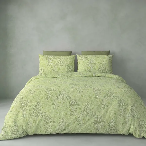 Zorico_Soft_Green_Floral_Print_Double_Bed_Sheet_With_Pillow_Covers