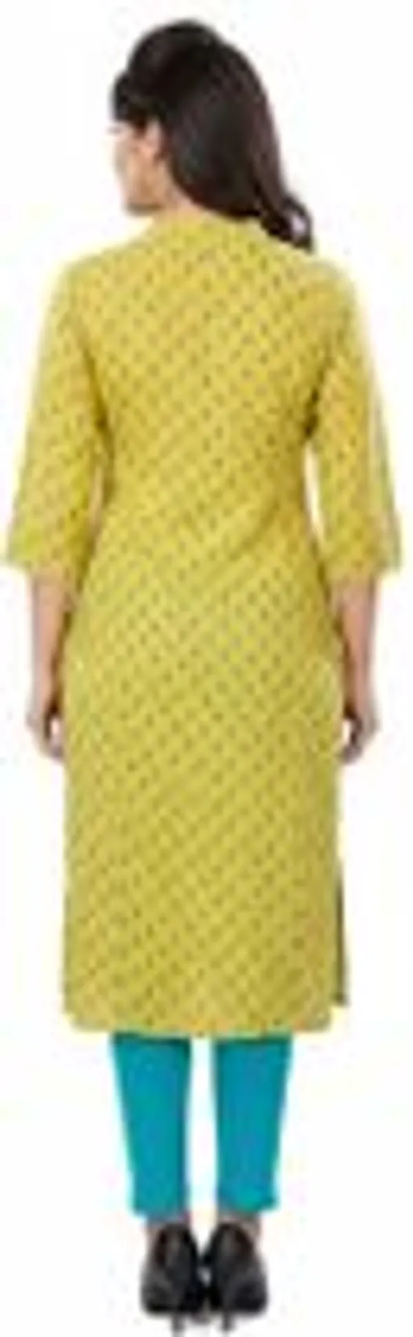 Yellow_And_Green_Cotton_Blend_Kurta_For_Women