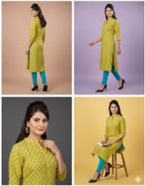Yellow_And_Green_Cotton_Blend_Kurta_For_Women
