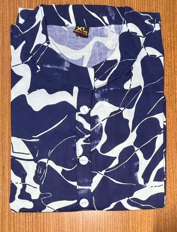 Blue_Cotton_Blend_Floral_Print_Kurti_For_Women