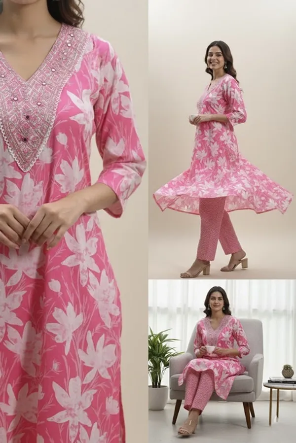Pink_And_White_Cotton_Blend_Kurta_For_Women