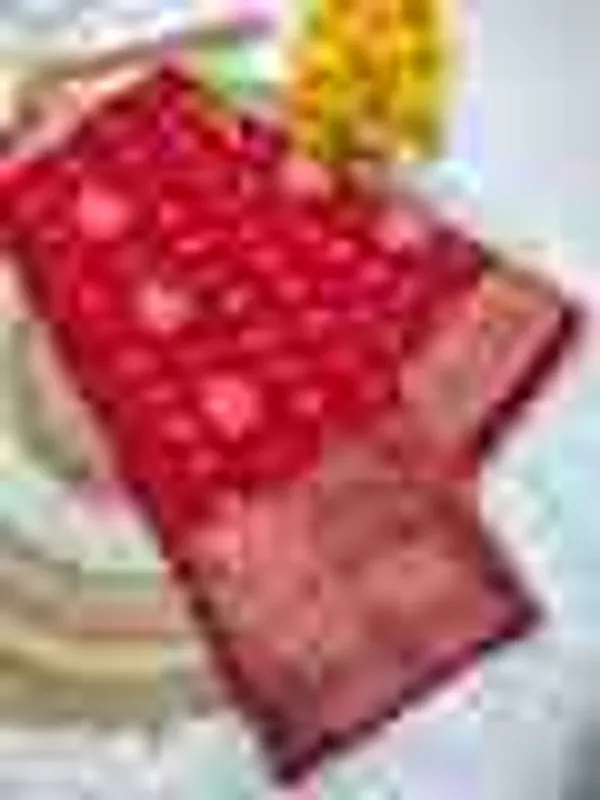 Blue_And_Red_Cotton_Blend_Saree_For_Women