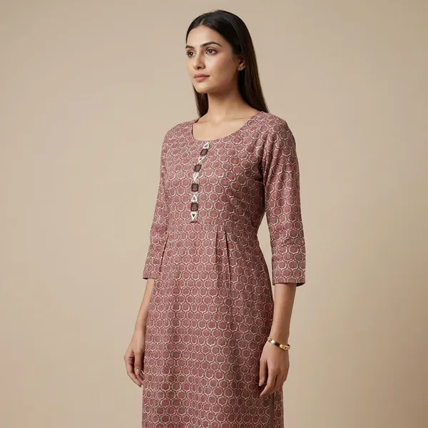 Pink_And_White_Cotton_Blend_Kurti_For_Women