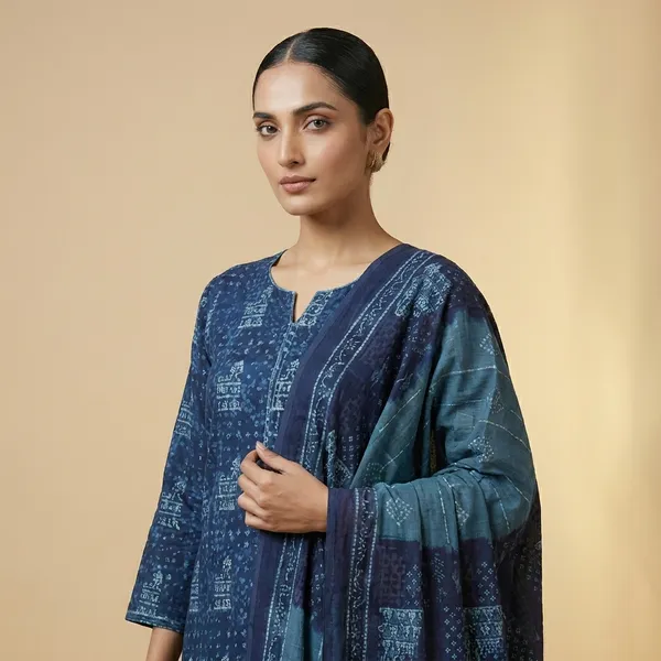 Blue_Pure_Cotton_Geometric_Printed_Kurta_For_Women