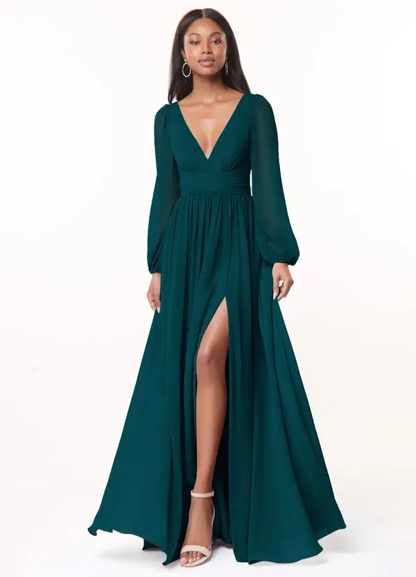 Emerald_Green_Georgette_Premium_Maxi_Dress_For_Women
