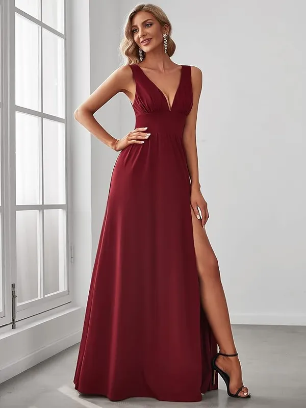Maroon_Georgette_Premium_Maxi_Dress_For_Women