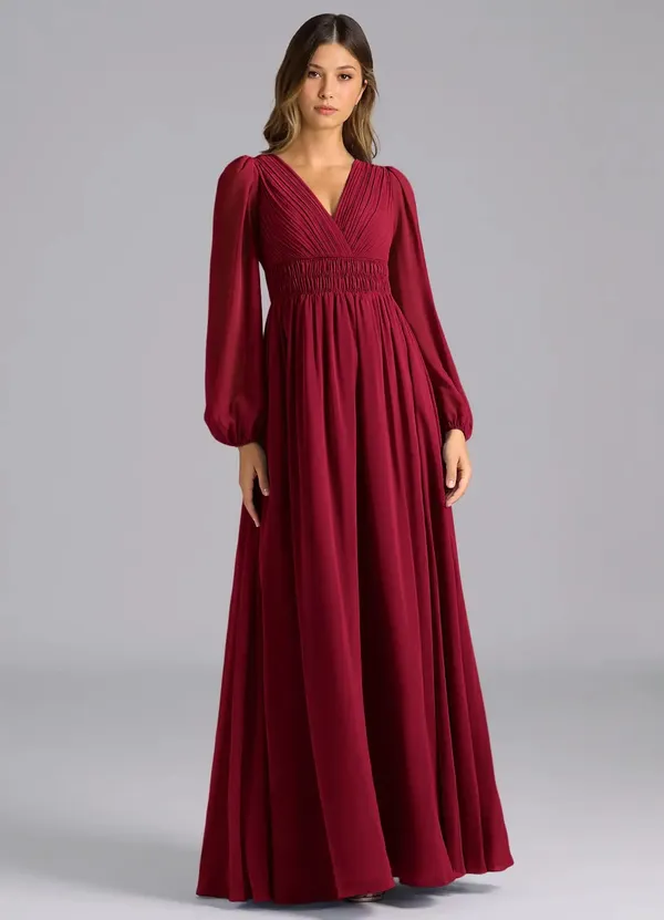 Maroon_Georgette_Premium_Maxi_Dress_For_Women