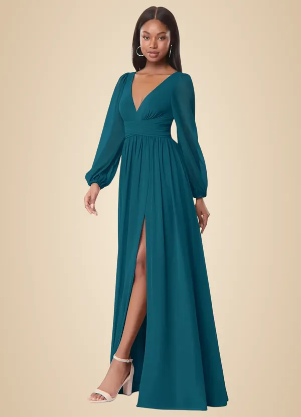 Teal_Green_Georgette_Premium_Maxi_Dress_For_Women