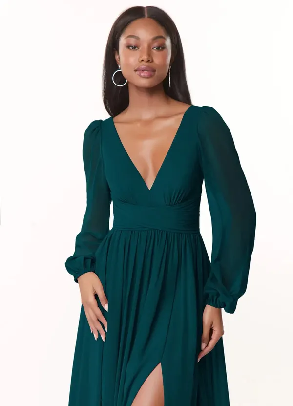 Emerald_Green_Georgette_Premium_Maxi_Dress_For_Women