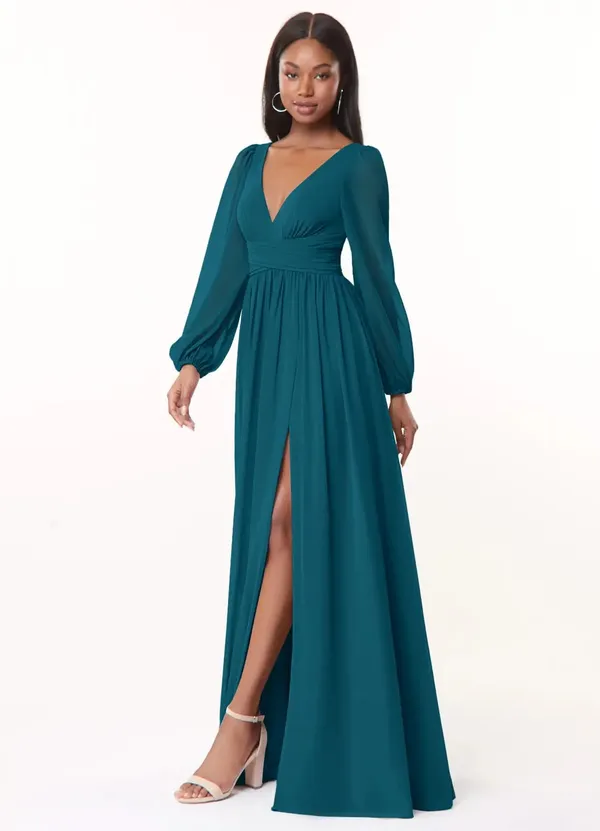 Teal_Green_Georgette_Premium_Maxi_Dress_For_Women